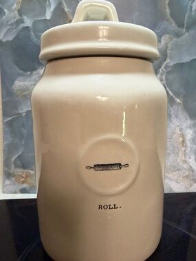 Rae Dunn Ceramic 'ROLL.' Kitchen Canister - Cream